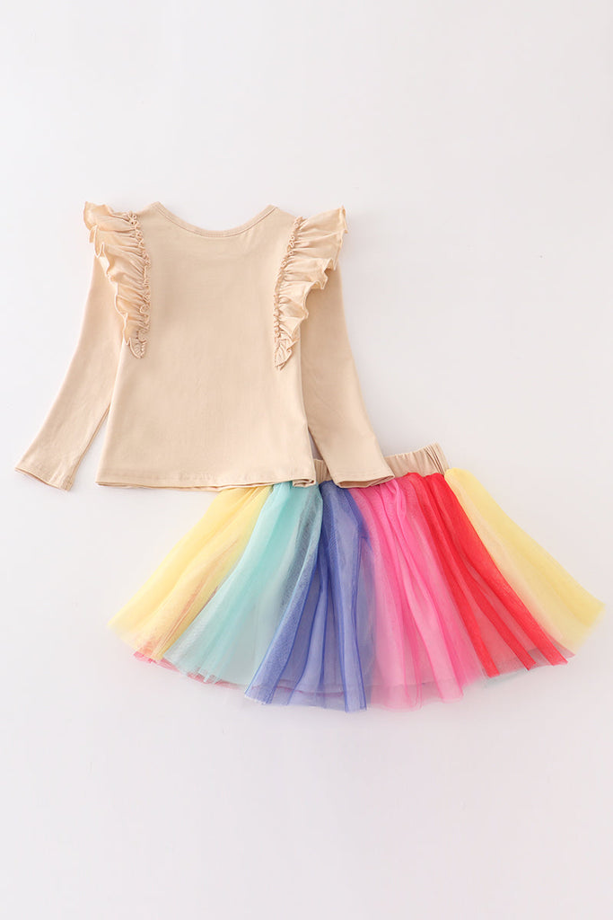 Rainbow ruffle tutu skirt set