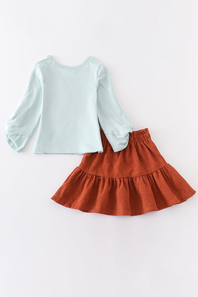Mint Autumn girl skirt set
