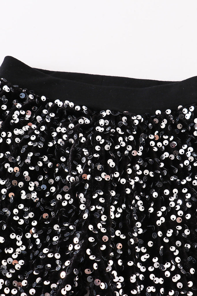 silver sequin girl pants