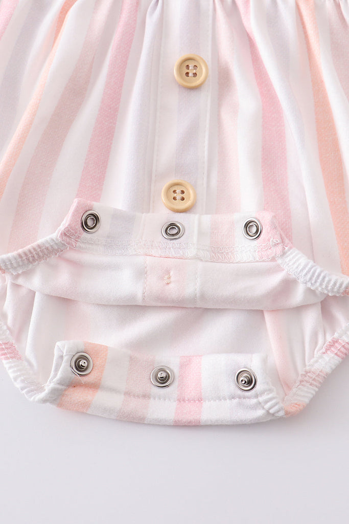 Stripe ruffle buttons baby romper