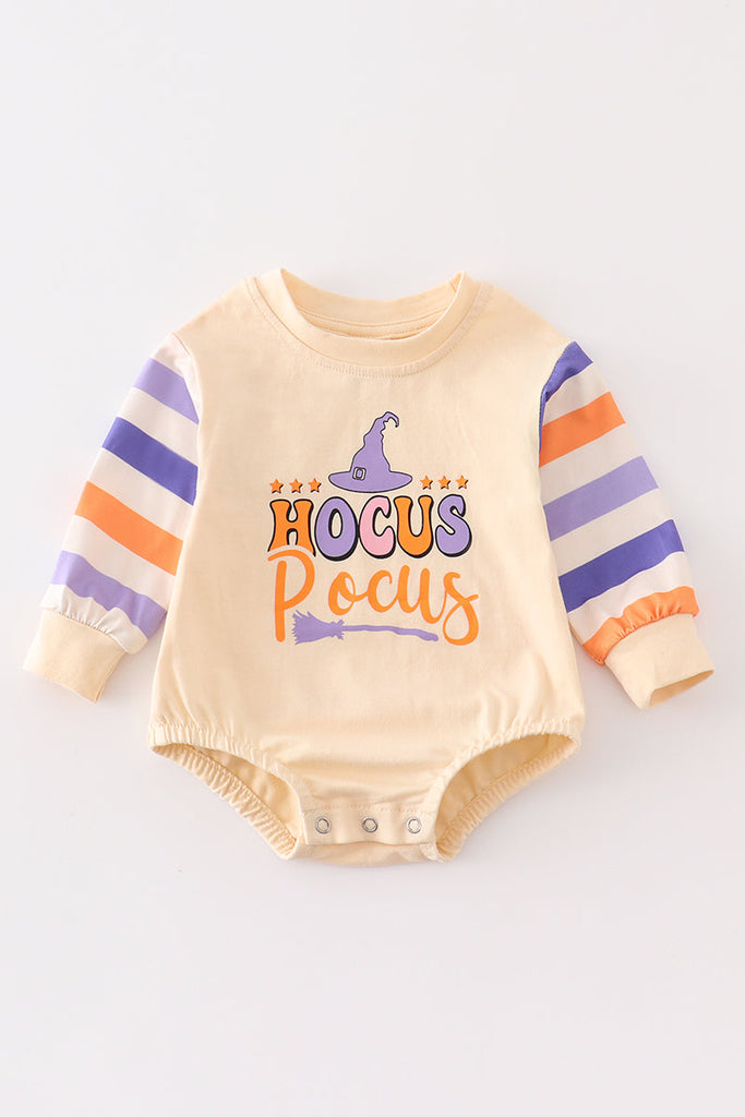 "Hocus Pocus" stripe baby romper