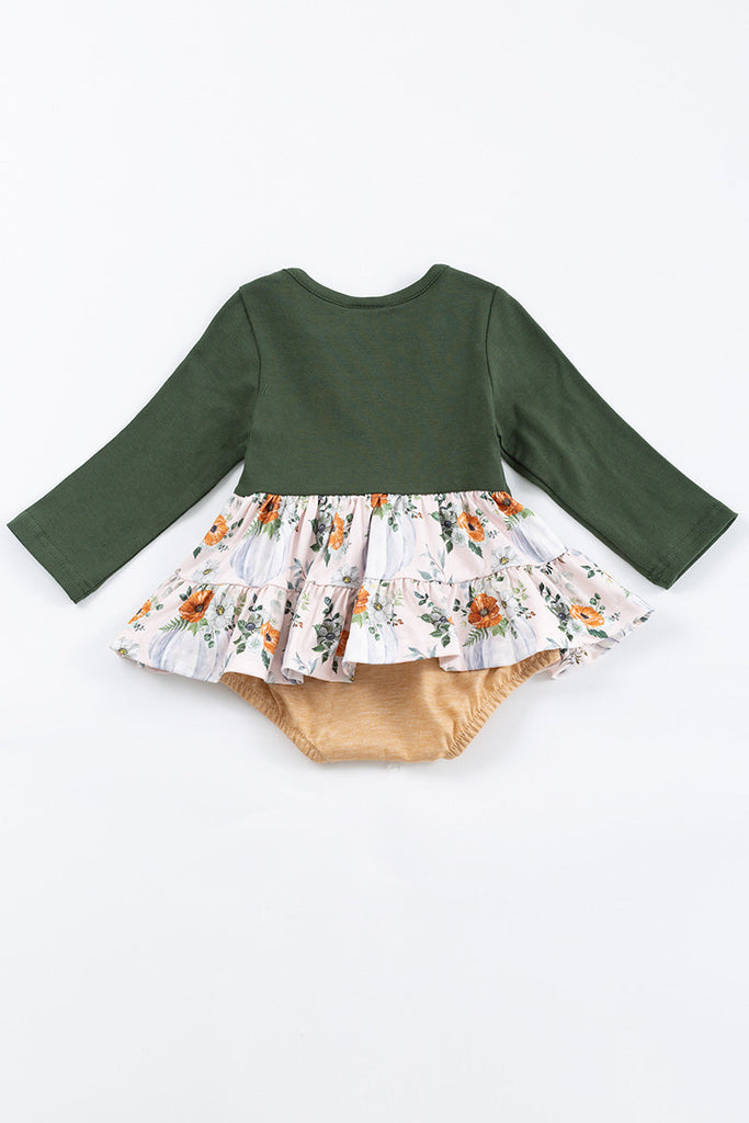 Forest floral ruffle baby romper