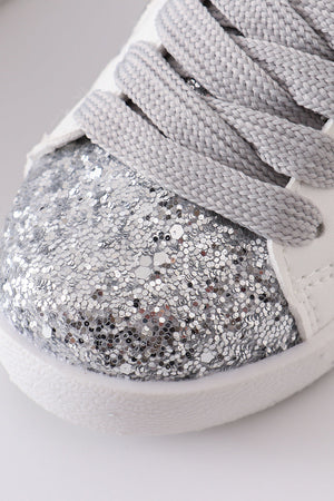 Silver star glitter sneaker (toddler to big kids)