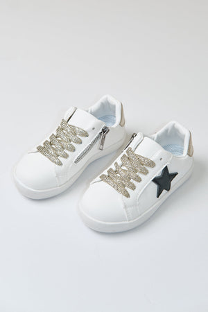 White black star glitter sneaker (toddler to big kids)