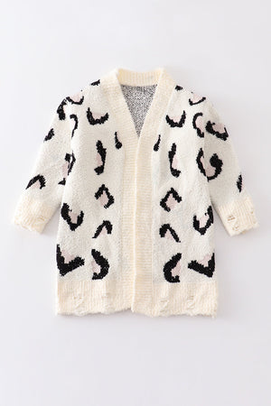 DYEING DEFECTS FINAL SALE White leopard cardigan mommy & me