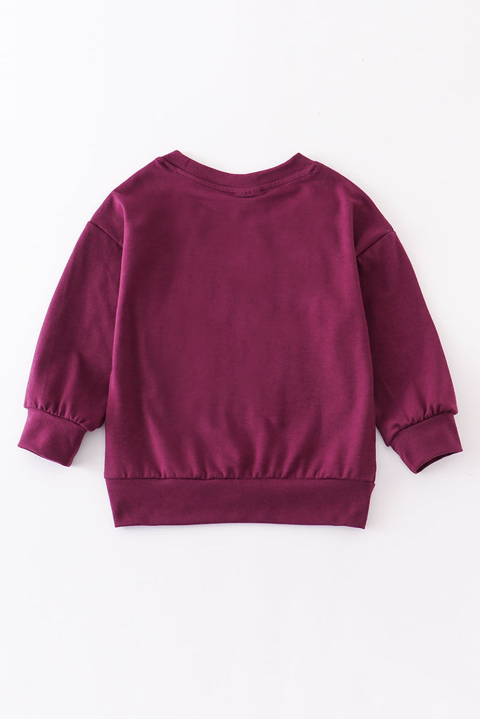 Purple "fall" print girl sweater shirt