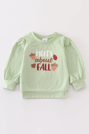 "nuts about fall" girl puff top