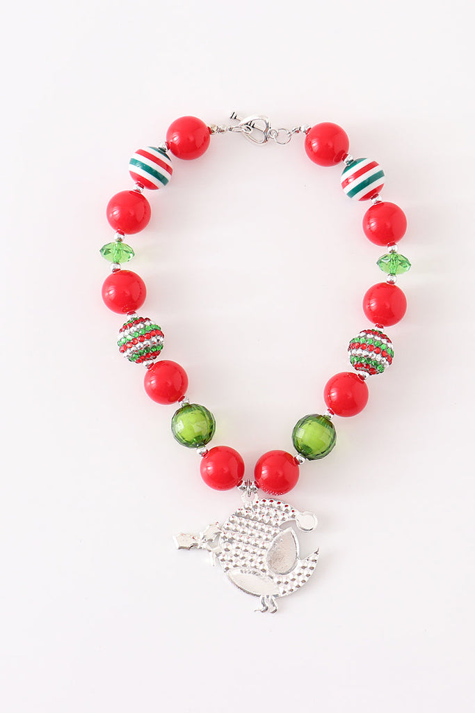 Christmas bird pedant bubble necklace