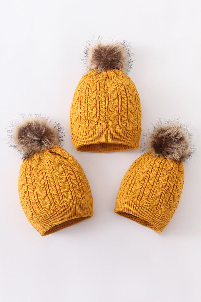 Bobble Hat Mustard Winter Hat Bobble Hat Mustard Baby Hat Mustard Yellow Newborn Baby Bonnet Hat UK
