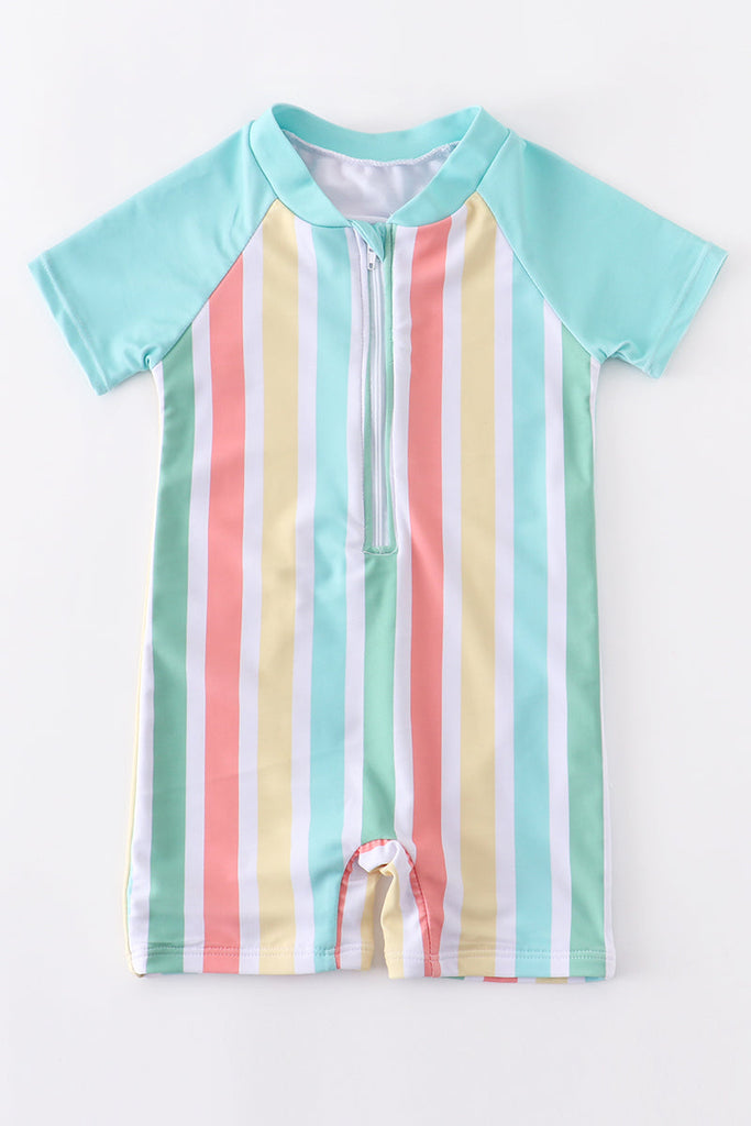 Rainbow stripe boy swim suit