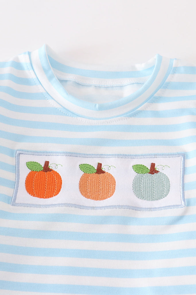 Three pumpkin embroidery boy set