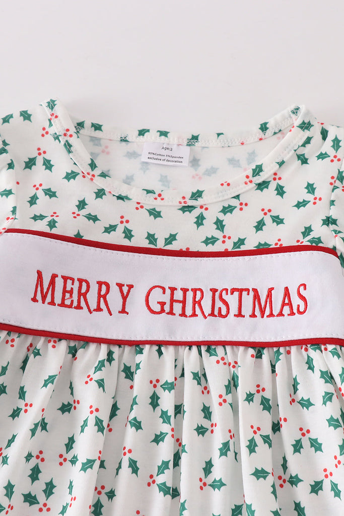 Merry Christmas embroidery girl set misspelling