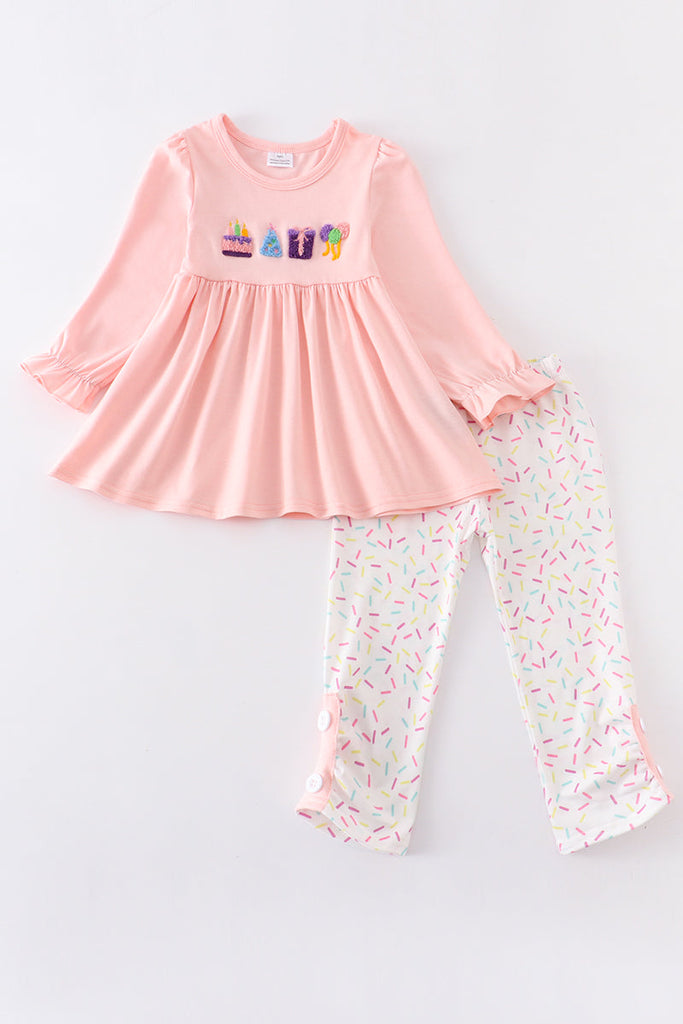 Pink birthday party knot girl set