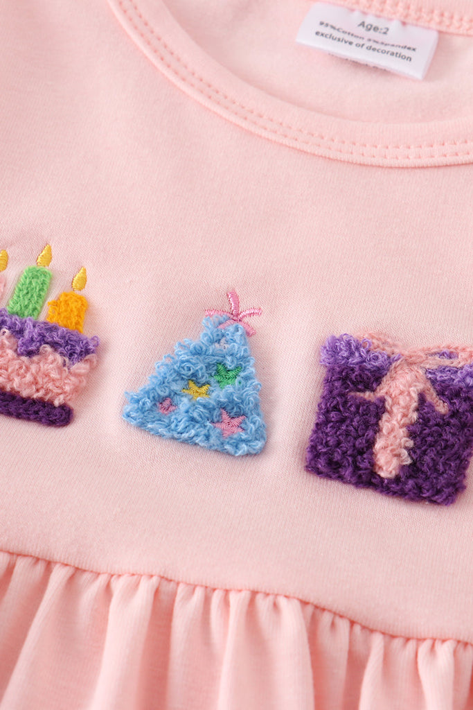 Pink birthday party knot girl set