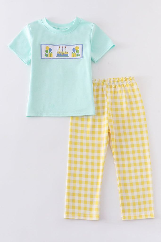 Balloons and cake embroidery boy set