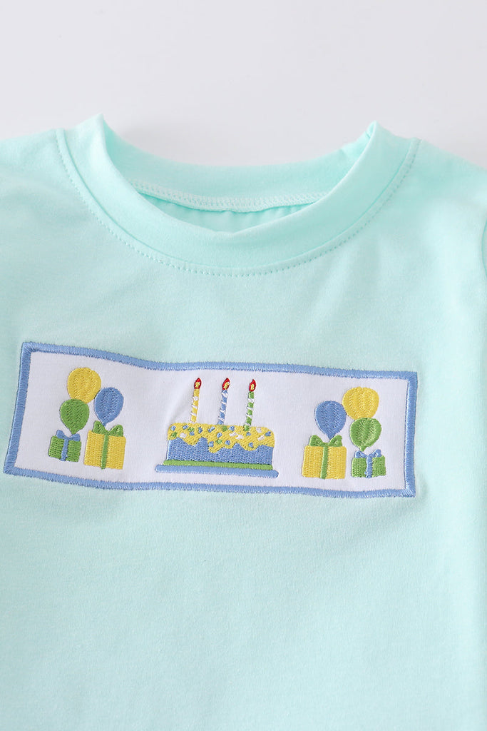 Balloons and cake embroidery boy set
