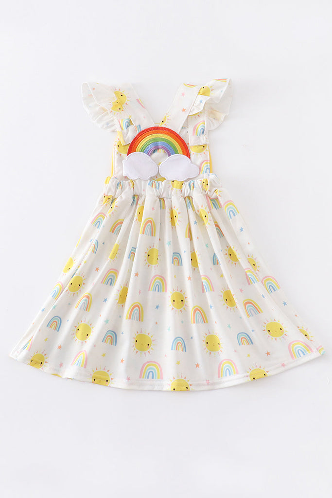 Rainbow embroidery girl dress