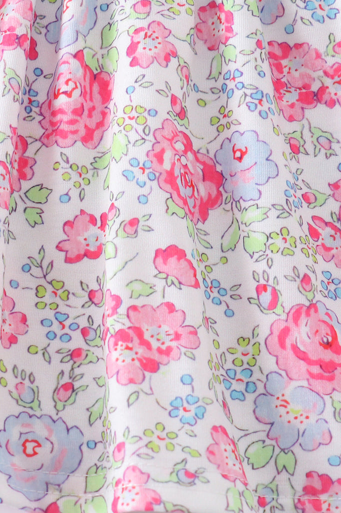 Floral print ruffle girl shorts set