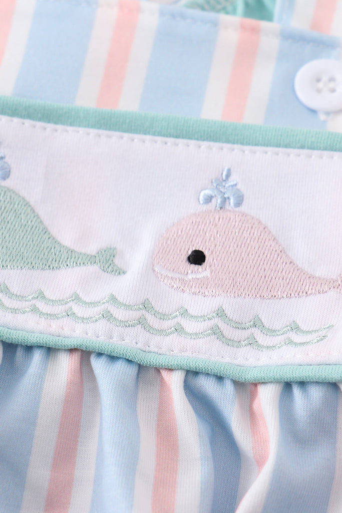 Whale embroidery girl bubble
