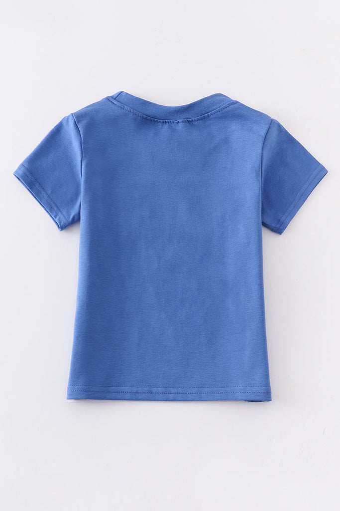Whale embroidery boy top