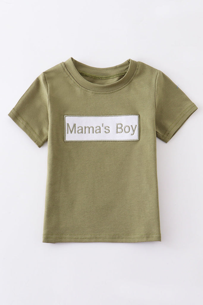 Green Mama's boy embroidery top