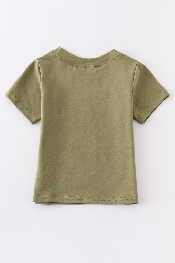 Green Mama's boy embroidery top