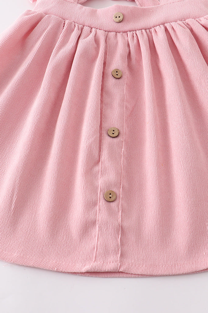 Pink corduroy velour suspender skirt