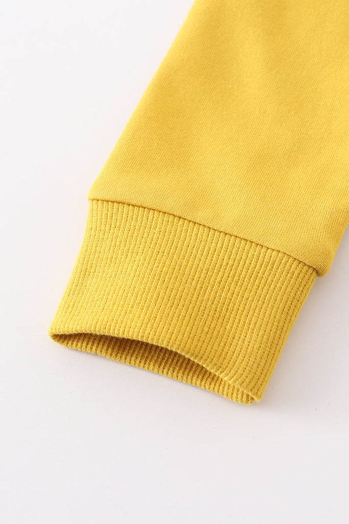 Mustard sweatshirt baby romper