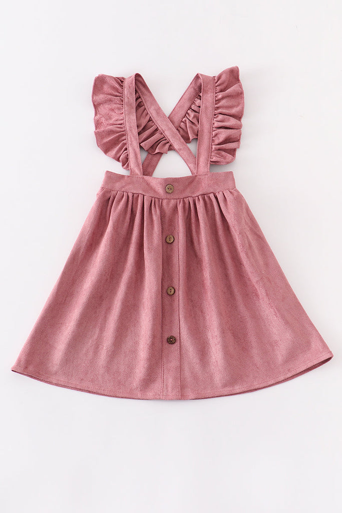 Purple ruffle suspender girl dress
