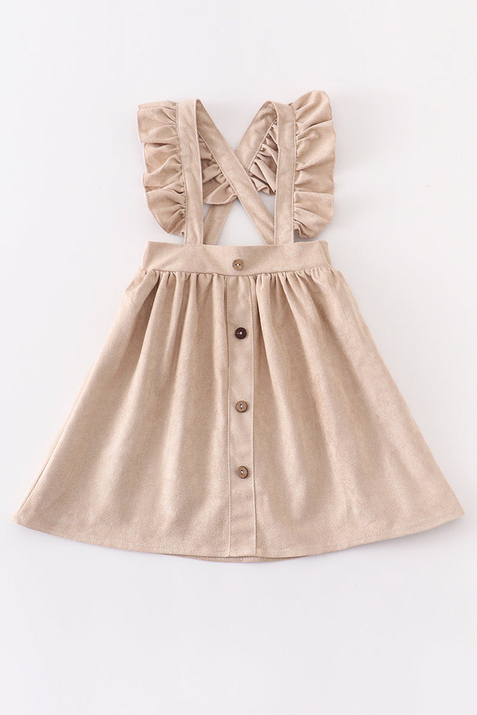 Cream ruffle suspender girl dress