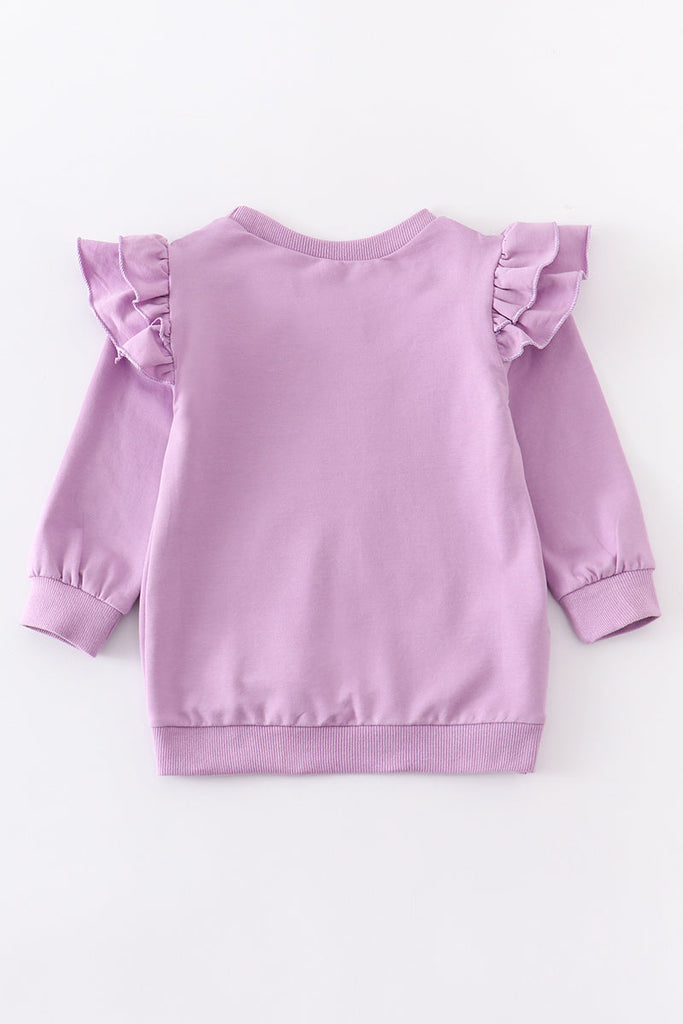 Purple ruffle pullover girl top