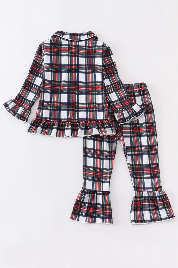 Vintage plaid ruffle girls pajamas