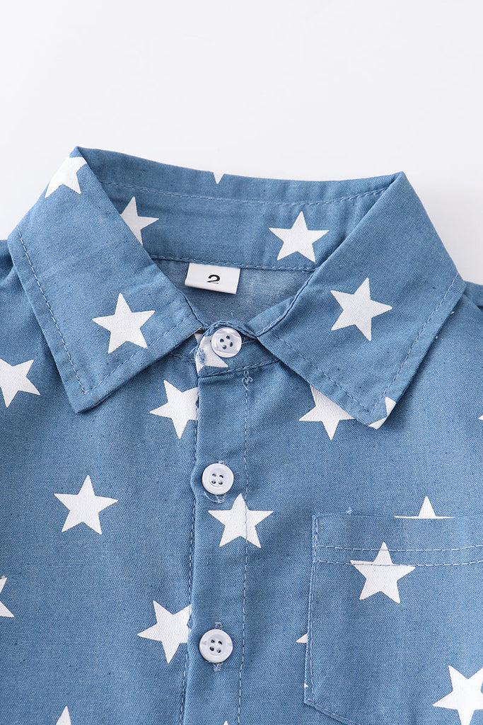 Navy star pocket shirt