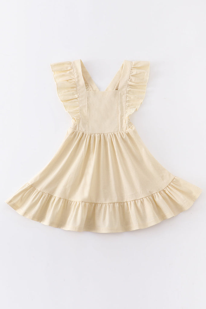 White flutter trim ruffle dress