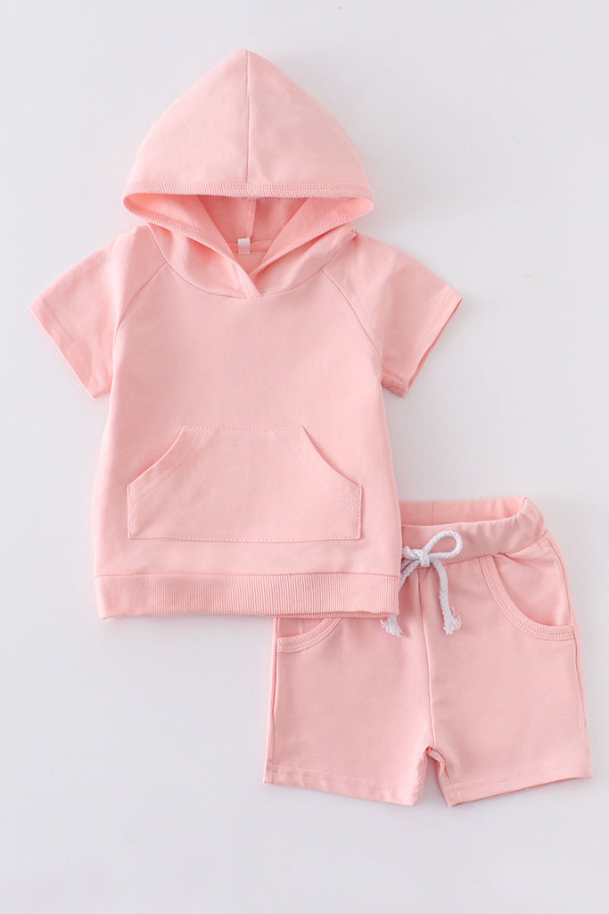 Pink pocket hoodie set