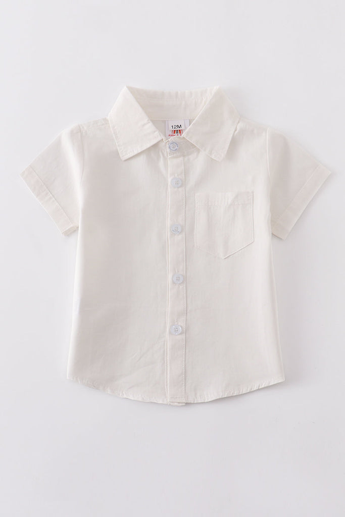White button-downs pocket boy shirt
