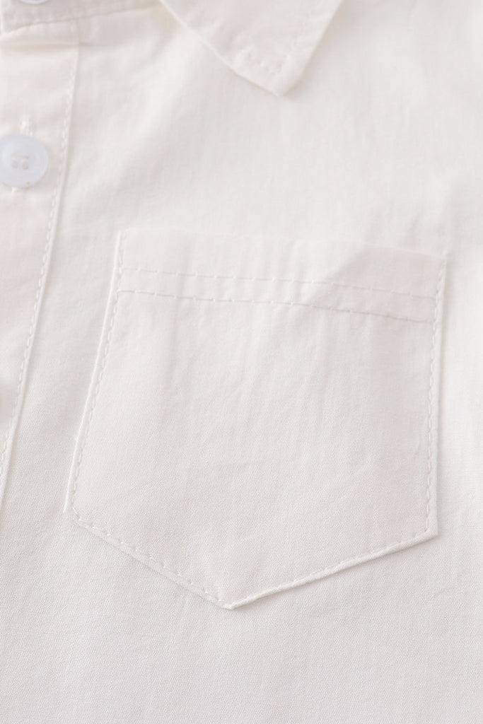 White button-downs pocket boy shirt