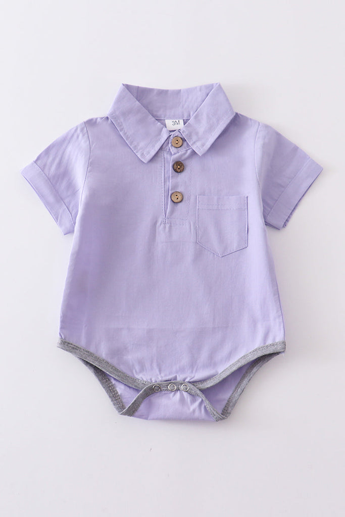 Lavender button-downs pocket baby romper