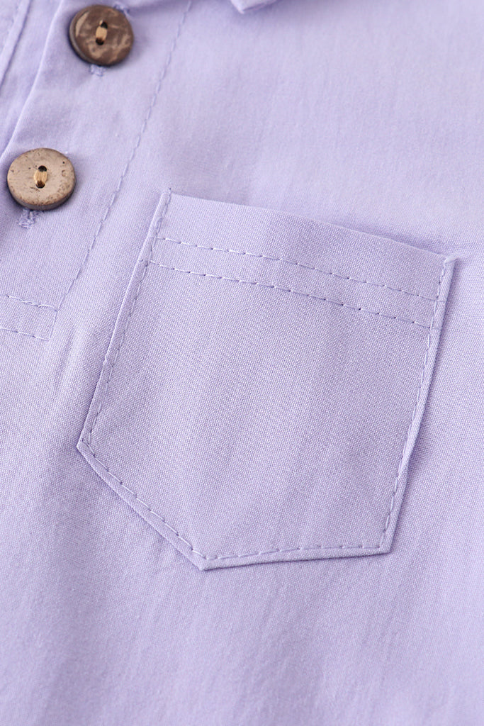 Lavender button-downs pocket baby romper
