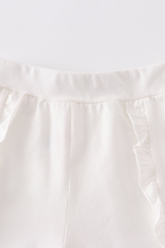 White ruffle girl shorts