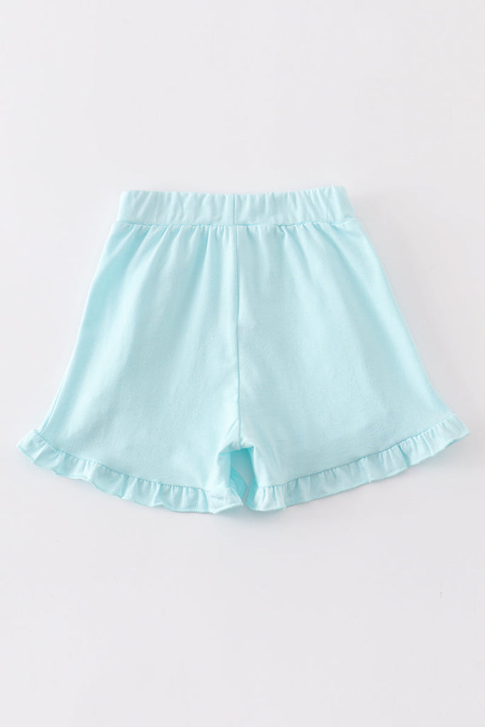 Mint ruffle girl shorts