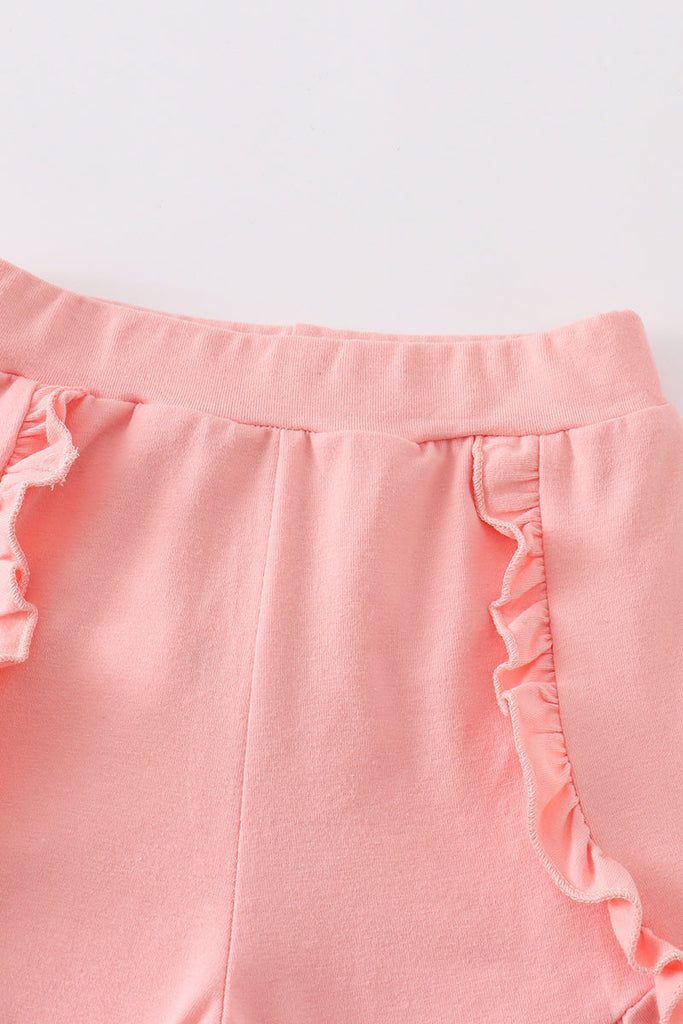Peach ruffle girl shorts
