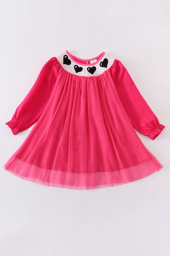 Pink heart smocked tutu dress