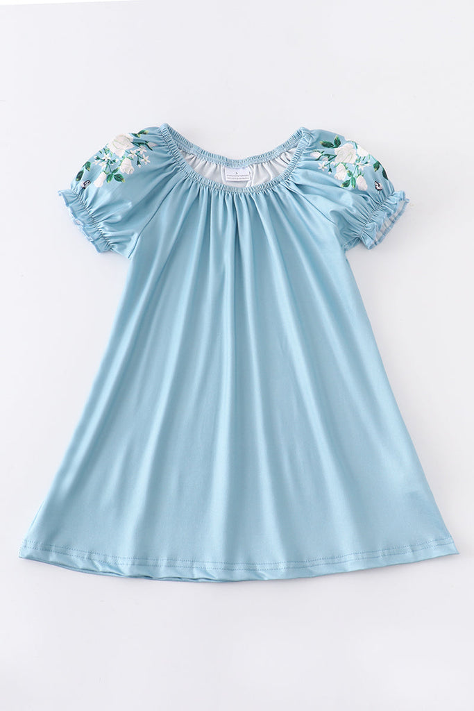 Blue floral girl dress