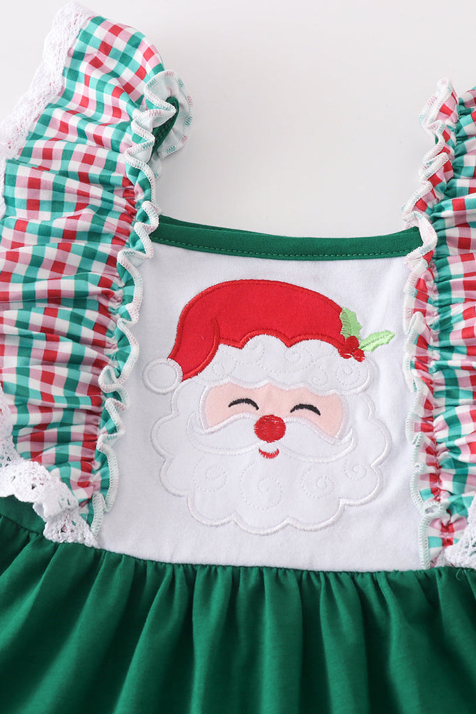 Santa Claus  applique ruffle lace dress