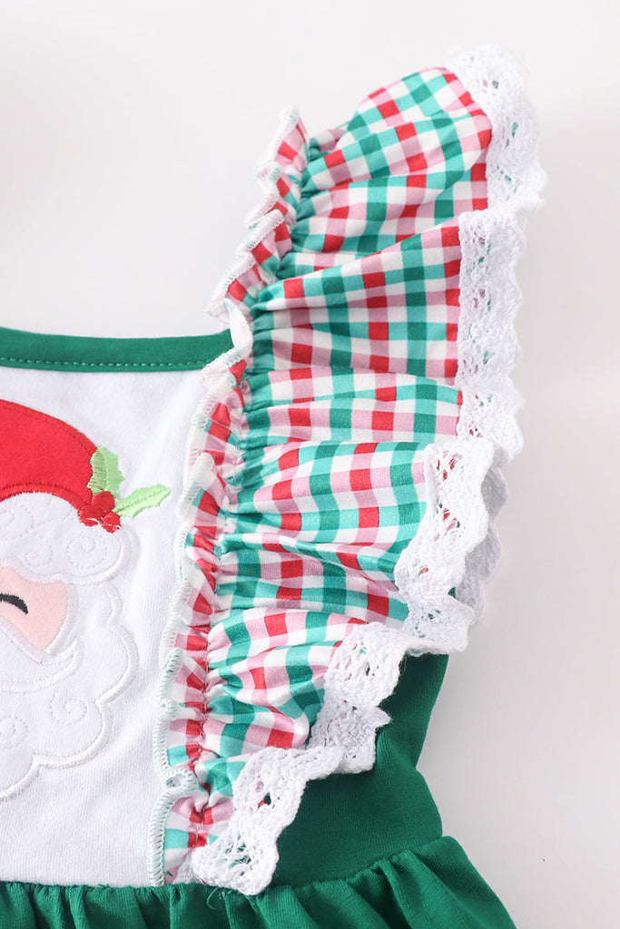 Santa Claus  applique ruffle lace dress
