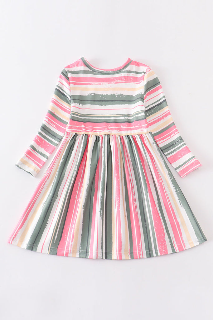 Multicoloured stripe girls dress