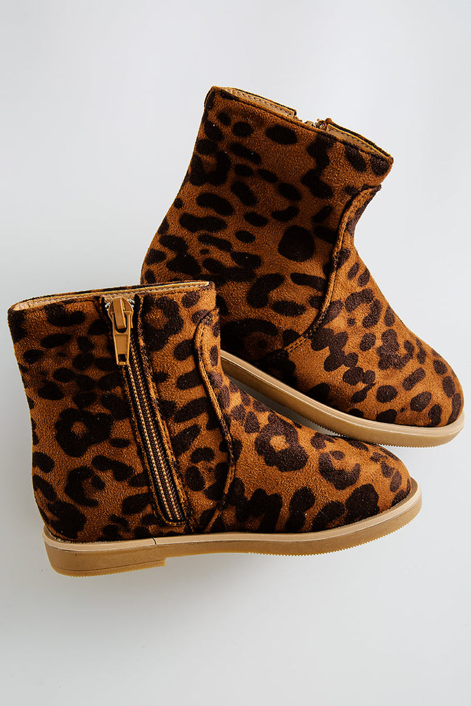 Leopard zip boots kids to tween