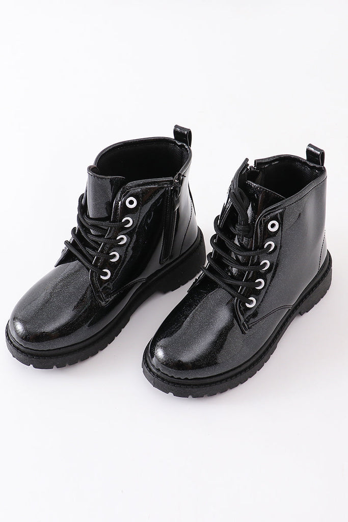 Black Leather Boots for kids