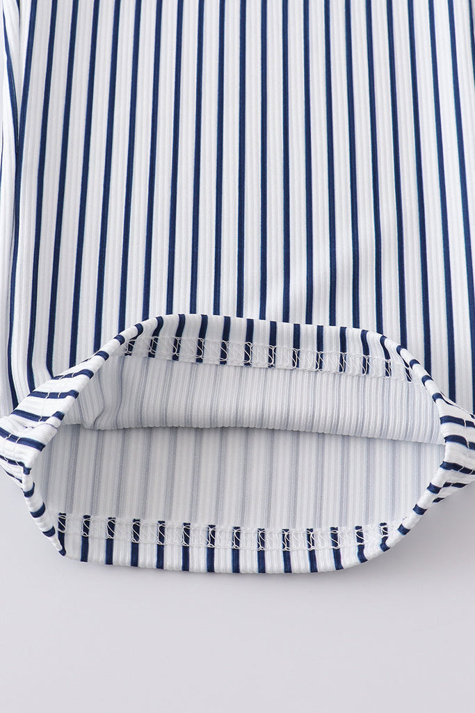 White stripe ruffle pant set